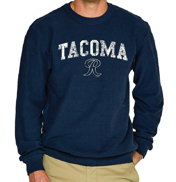 Tacoma Rainiers Soft As A Grape Navy Garment Dyed Corded Crew