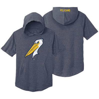 MYRTLE BEACH PELICANS 108 STITCHES NAVY SHORT SLEEVE HOODED TEE