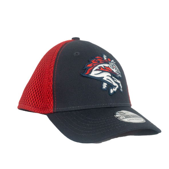 BRP New Era Youth Flex-Fit 3930 Navy Crown & Brim Hat with Red Mesh