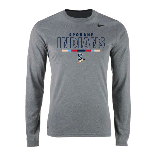 Spokane Indians Nike Gray Dri-Fit Long Sleeve Tee