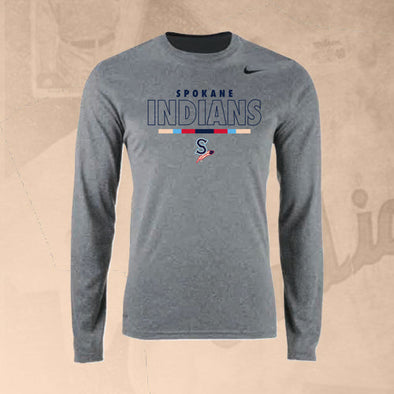 Spokane Indians Nike Gray Dri-Fit Long Sleeve Tee