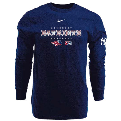 Somerset Patriots Nike Adult Long Sleeve Co-Branded Navy Cotton Tee