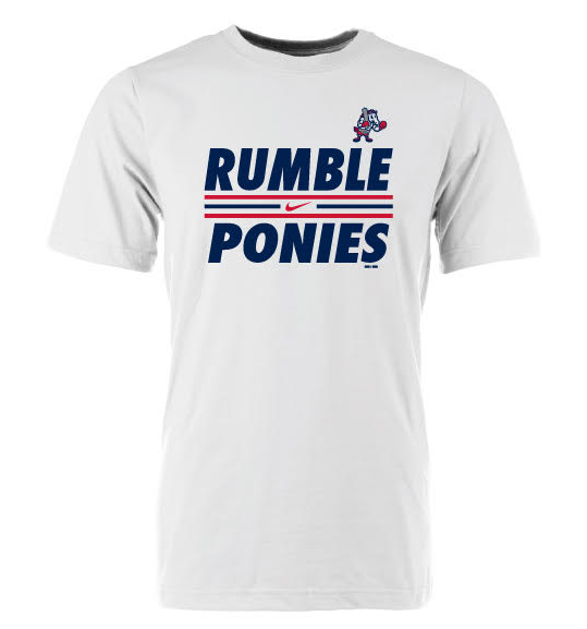 BRP NIKE S/S White Cotton Crew T-Shirt with RUMBLE PONIES wordmark