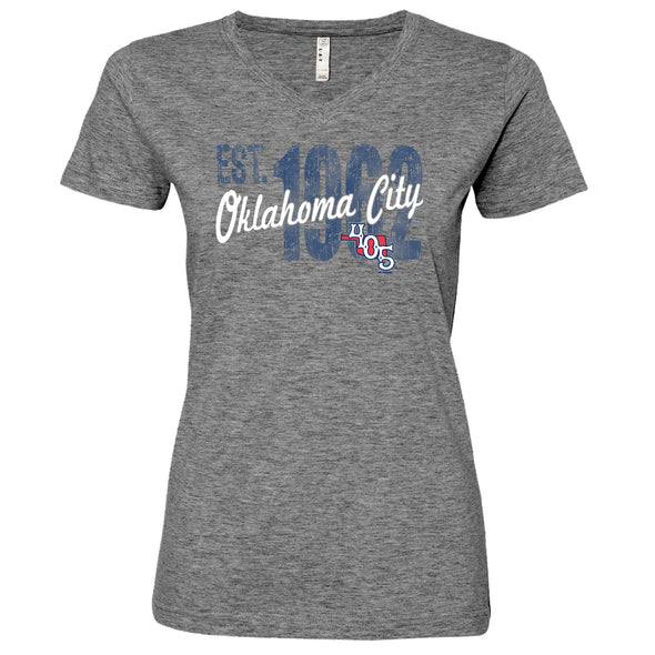 OKC Baseball Club Women's V-Neck Heather Tee