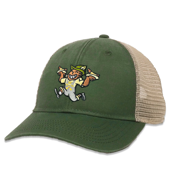 Brats Dark Green/Tan Garment Washed Adjustable Trucker Hat