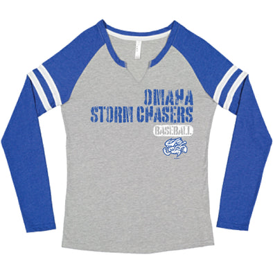 Omaha Storm Chasers Women's Bimm Ridder Heather Royal/White Historic LS Tee