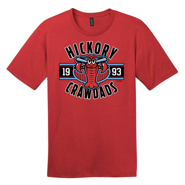 Hickory Crawdads Oval Red Ringspun Tee