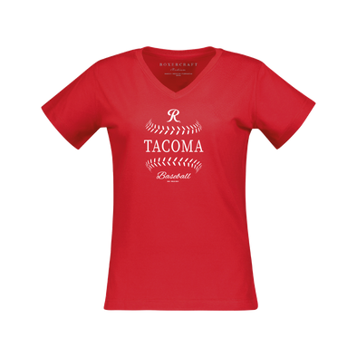 Tacoma Rainiers Boxercraft Women's Red Baseball V-Neck