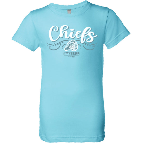 Peoria Chiefs Light Blue Youth Girl's Princess T-Shirt