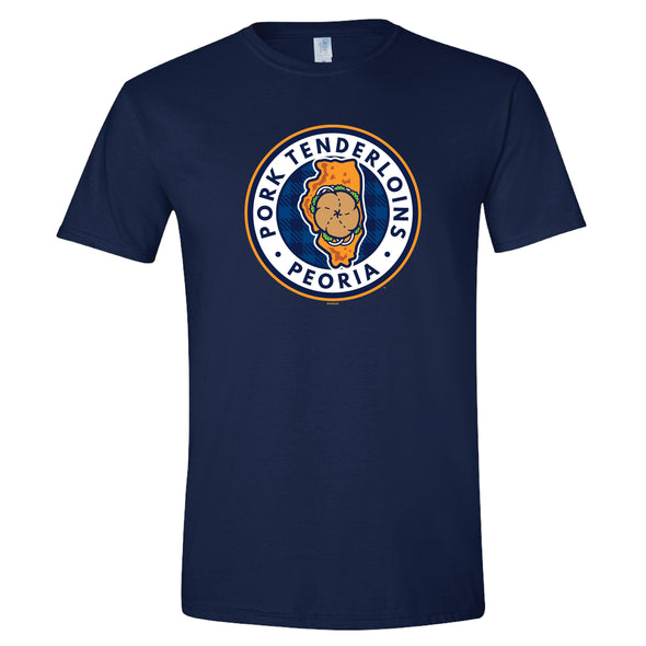 Pork Tenderloins State Logo Navy Adult Softstyle T-Shirt