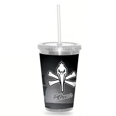 Myrtle Beach Pelicans Rico Industries Pirate Logo Fully Sublimated 16oz Acrylic Tumbler with Straw