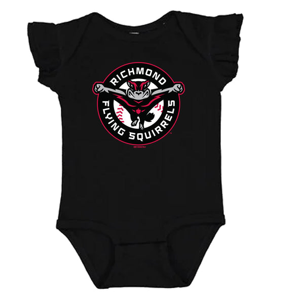 Richmond Flying Squirrels Infant Flutter Sleeve Primary Logo Onesie