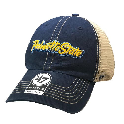 MYRTLE BEACH PELICANS 47 BRAND PALMETTO STATE SCRIPT TRAWLER CLEAN UP CAP