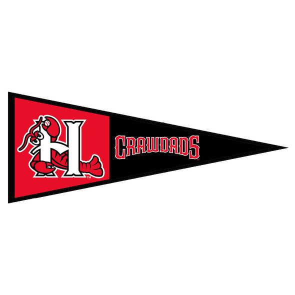 Hickory Crawdads Red and Black Wool Pennant