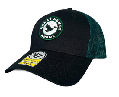 Great Lakes Loons Black Pop Up Trucker Cap - Youth
