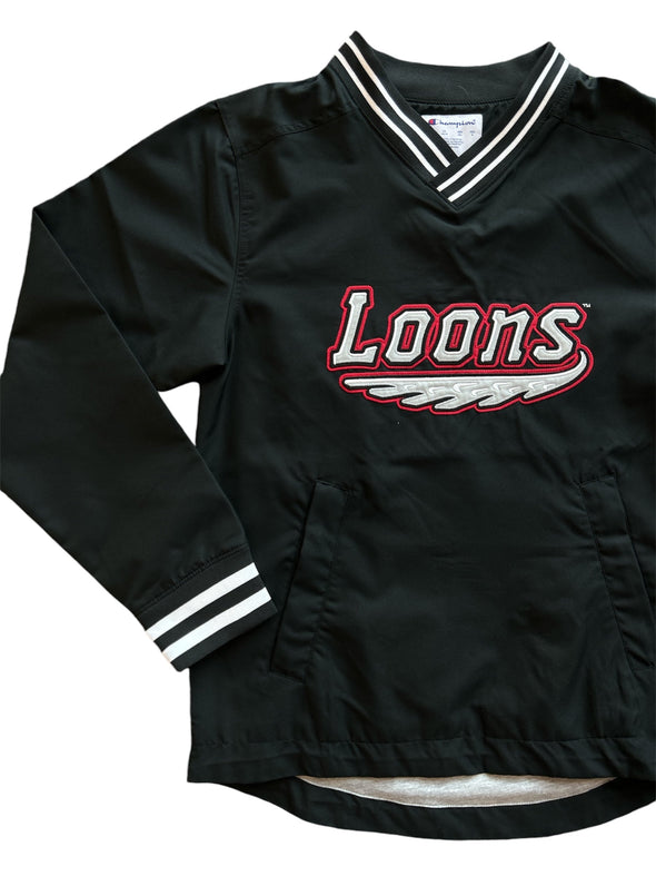 Great Lakes Loons Champion Black Wordmark Pullover Windbreaker