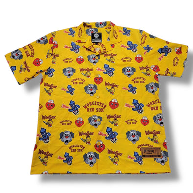 Worcester Red Sox Yellow Mascot Hawaiian Shirt