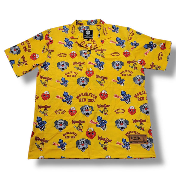 Worcester Red Sox Yellow Mascot Hawaiian Shirt
