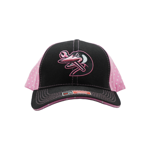 Beloit Sky Carp Pink/Black Youth Polka Dot Snapback Hat