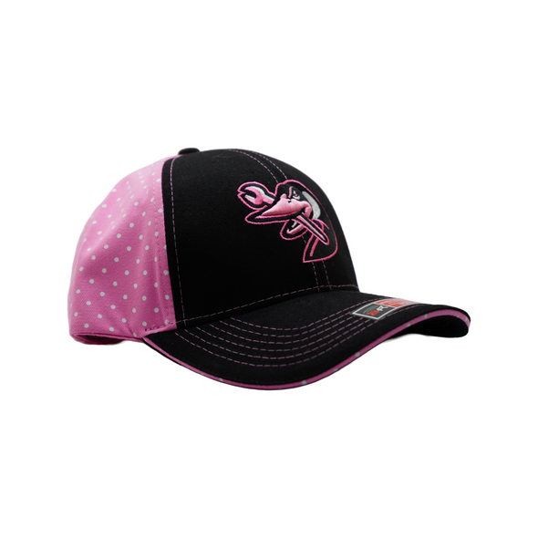 Beloit Sky Carp Pink/Black Youth Polka Dot Snapback Hat