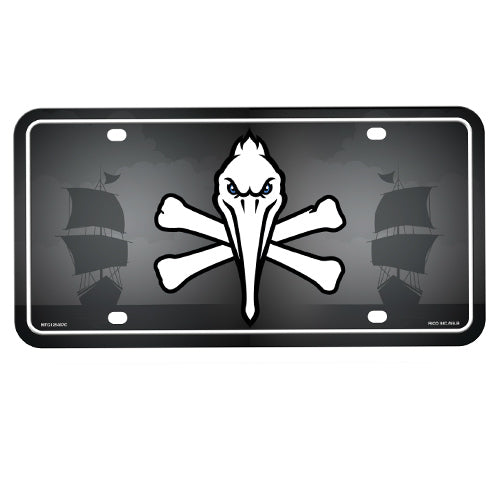 Myrtle Beach Pelicans Rico Industries Pirate Logo and Pirate Ship Metal License Plate