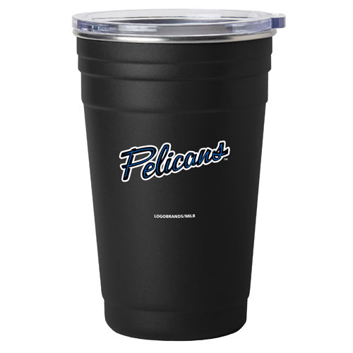 Myrtle Beach Pelicans Logo Brands Black Pirate 22oz Stainless Steel Tailgate Tumbler