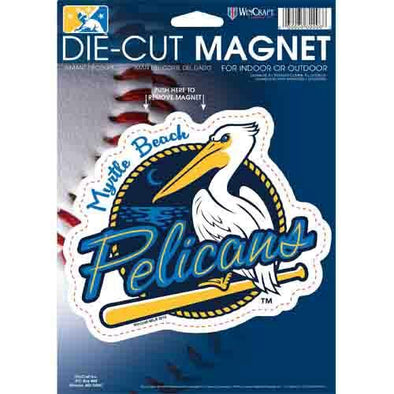 MYRTLE BEACH PELICANS WINCRAFT PRIMARY LOGO 6X9 DIE CUT MAGNET