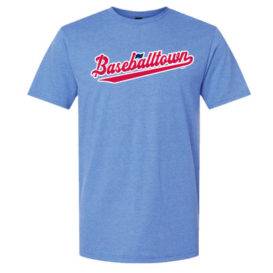 Bimmridder Adult Baseballtown Script Heather Royal Softstyle Logo T-Shirt