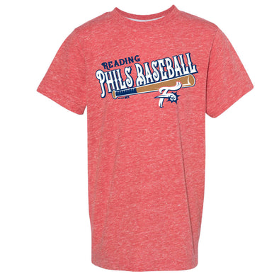 Bimmridder Red Melange Fightin Phils Bat Youth T-Shirt