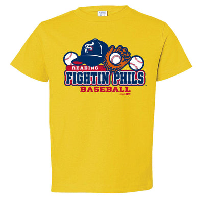 Yellow Ball Cap and Glove Toddler Fightins Tee