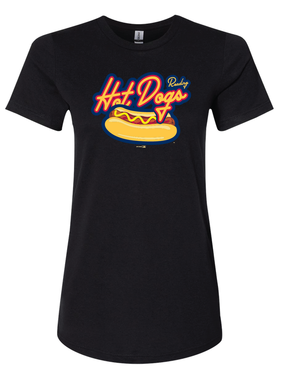 Bimmridder Women's Black Reading Hot Dog T-Shirt