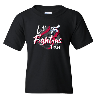 Youth black little Fightins Fan T Shirt