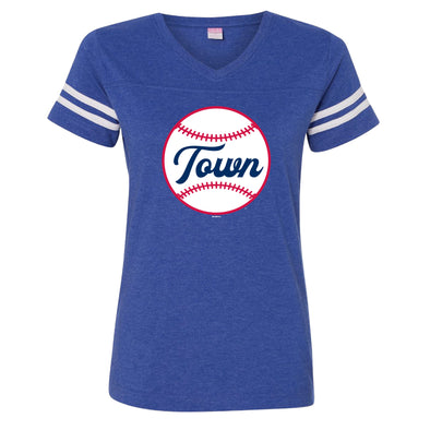 Bimmridder Blue Baseballtown Sporty Women's V-Neck T-Shirt