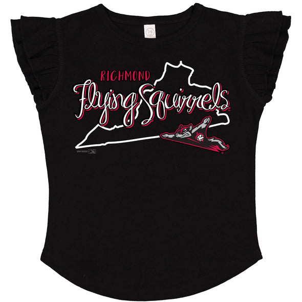 Richmond Flying Squirrels Toddler Girls Flutter Tee