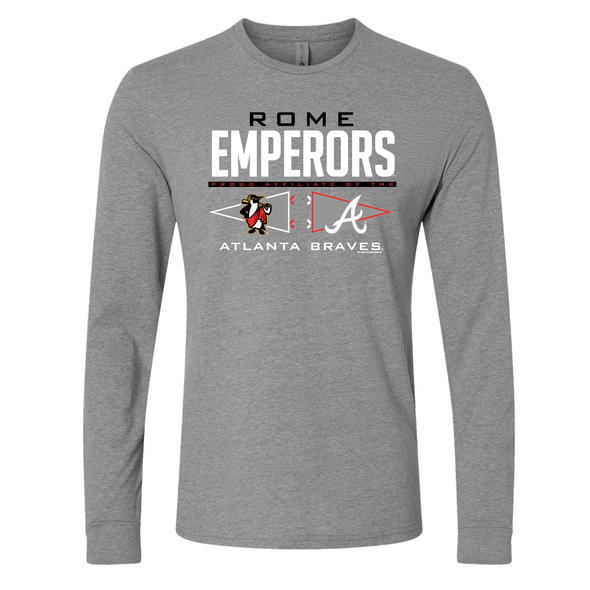 Rome Emperors Gray Atlanta Braves Affiliate Long Sleeve