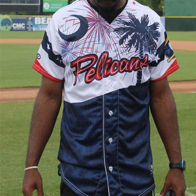 MYRTLE BEACH PELICANS OT SPORTS YOUTH RED WHITE & BLUE REPLICA JERSEY