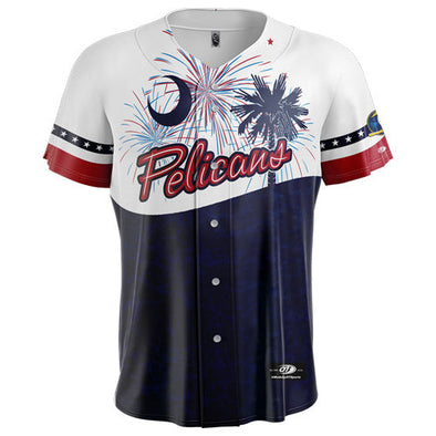 Myrtle Beach Pelicans OT Sports Red White & Blue Replica Jersey