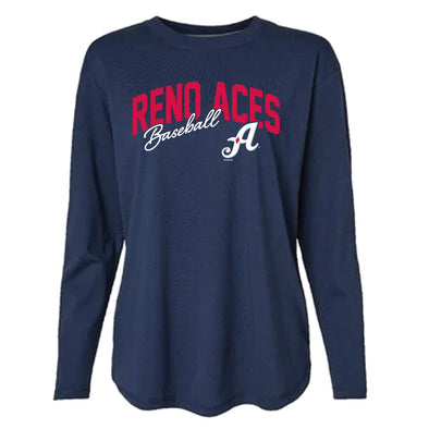 Reno Aces Ladies Navy Long Sleeve Tee