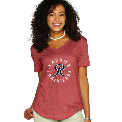 Tacoma Rainiers Soft As A Grape Women's Red Gauze V-Neck Tee