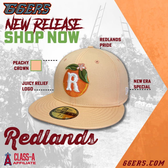 Inland Empire 66ers of San Bernardino 2023 Peach Redlands Pickers 59Fifty Cap