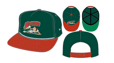 Buffalo Bisons Retro Slide Green Red Golfer Snapback Cap