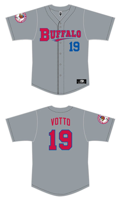 PRE-ORDER Buffalo Bisons Road Grey Joey Votto Sublimated Replica Jersey
