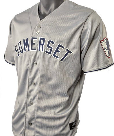 Somerset Patriots Official Adult Road Gray Replica Retail Jersey