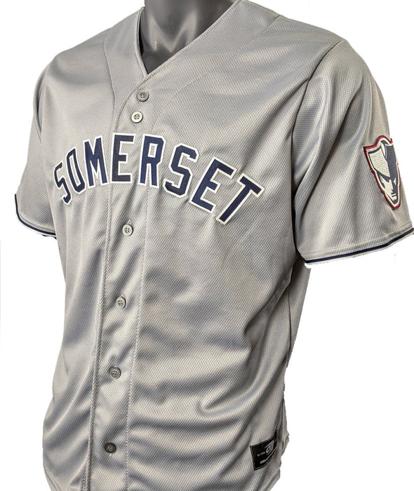 Somerset Patriots Official Adult Road Gray Replica Retail Jersey