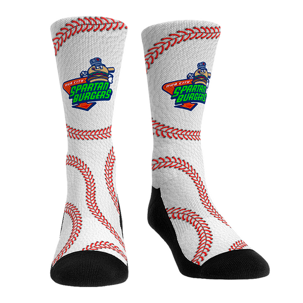 Hub City Spartanburgers Baseball Laces Crew Socks