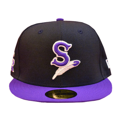 Spokane Indians New Era 59FIFTY Fitted Black w/Purple Rockies CoBrand Cap