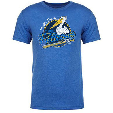 Myrtle Beach Pelicans 108Stitches Royal Primary Vintage Tee