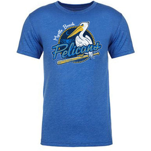 Myrtle Beach Pelicans 108Stitches Royal Primary Vintage Tee