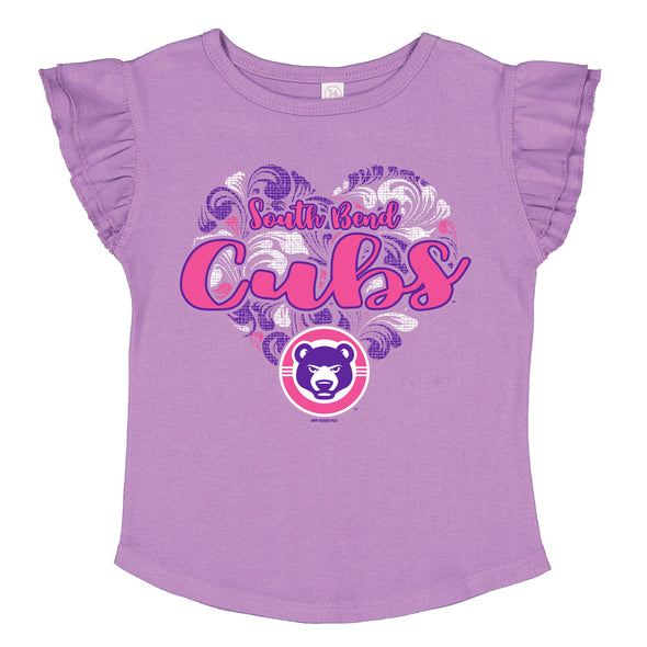 South Bend Cubs Toddler Girls Flutter Tee