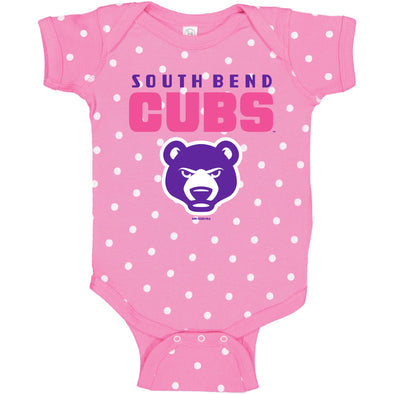 South Bend Cubs Infant Pink Polka Dot Onesie